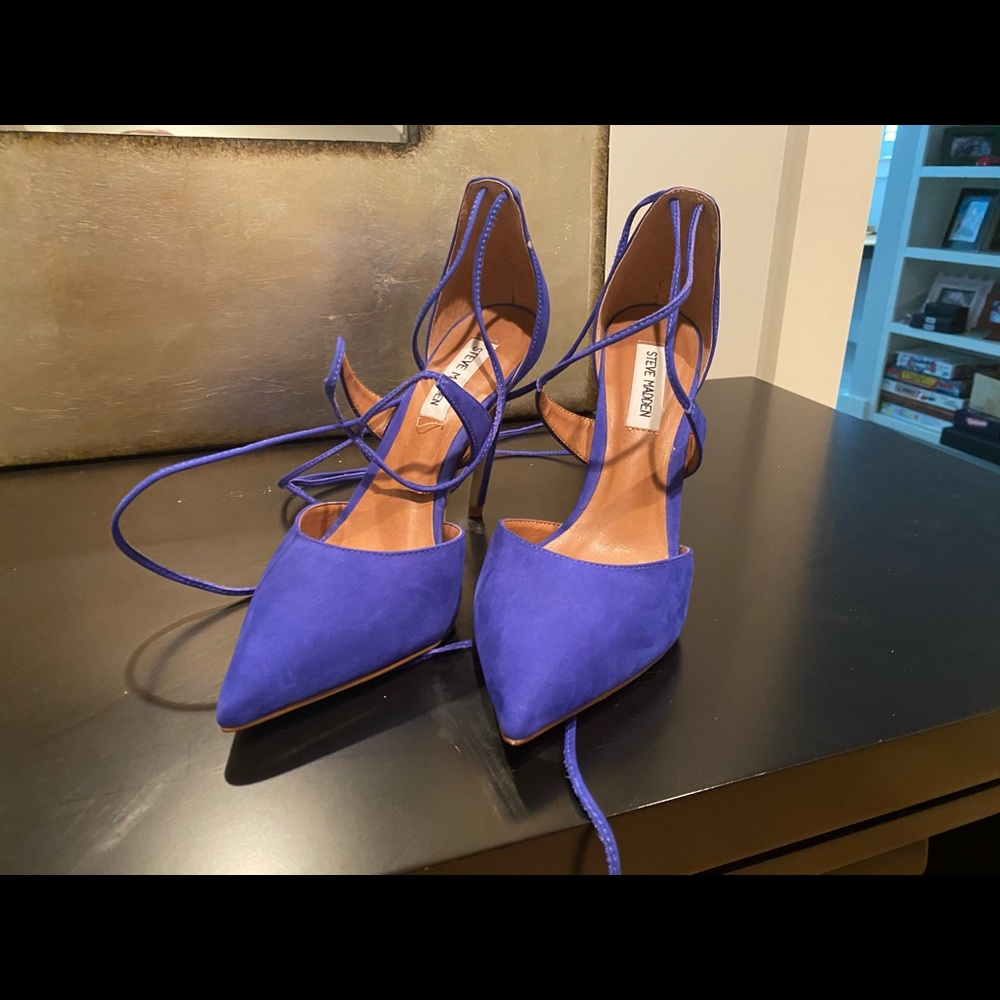 steve madden blue lace up heels
